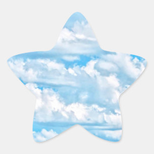 Scenic Happy Sunny Clouds Background Star Sticker