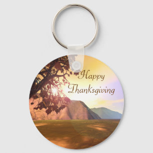 Scenic Happy Thanksgiving Key Ring