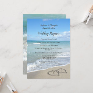 Scenic Hearts in the Sand Beach Wedding Program