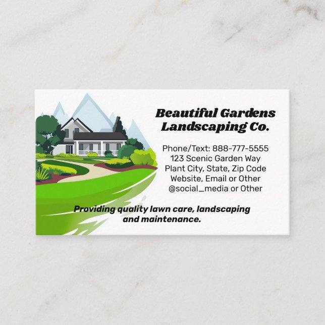 Scenic Home Landscape Lawn Care Business Card (Front)