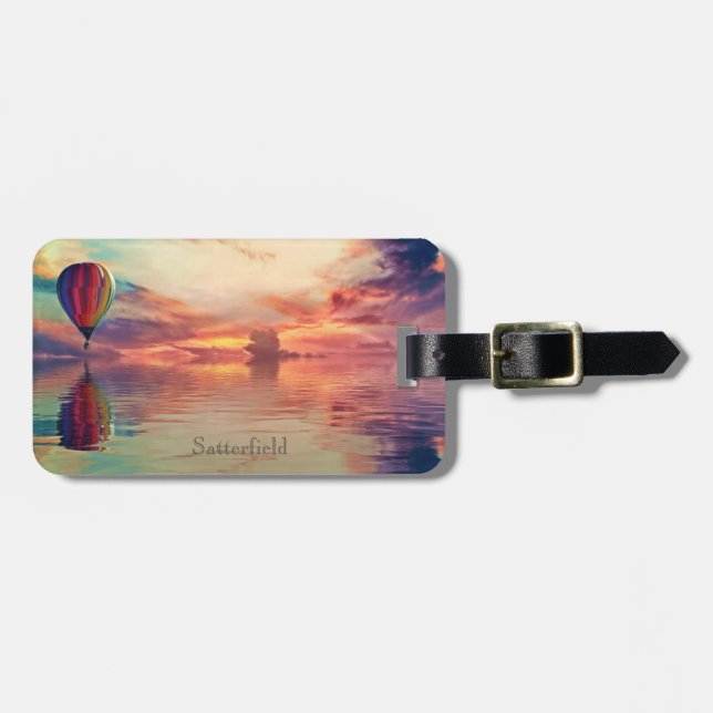 Scenic Hot Air Balloon Name Luggage Tag (Front Horizontal)