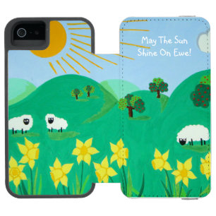 scenic illustration of cute sheep in sunshine fun incipio watson™ iPhone 5 wallet case