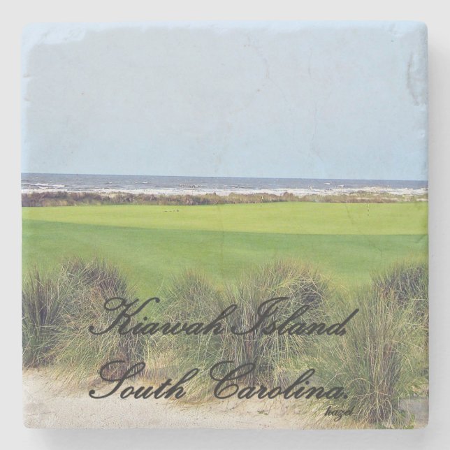 Scenic Kiawah Island, South Carolina Marble Stone Stone Coaster (Front)