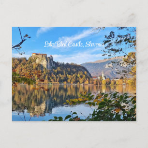 Scenic Lake Bled Castle in the fall, Slovenia Postcard
