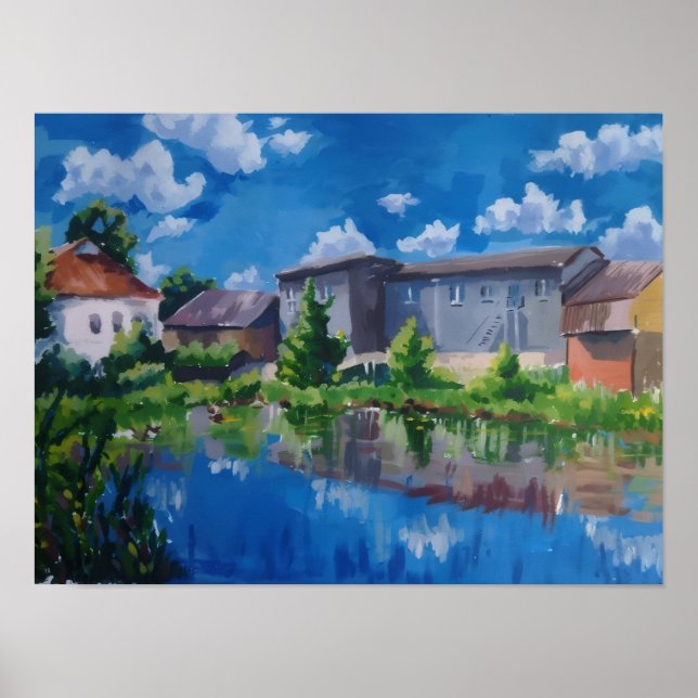 Scenic Lake & Countryside Poster (Front)