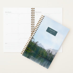 Scenic lake in the mountains personalised journal planner