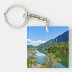 Scenic Lake Mountain Reflection Photo Key Ring