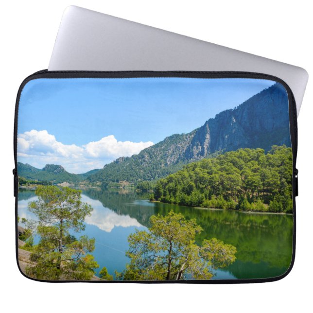Scenic Lake Mountain Reflection Photo Laptop Sleeve (Front)
