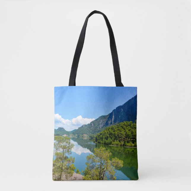Scenic Lake Mountain Reflection Photo Tote Bag (Front)