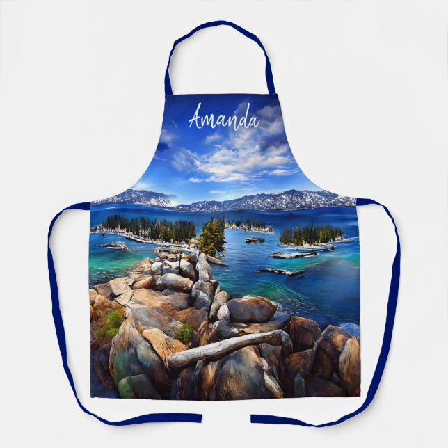 Scenic Lake Tahoe California Blue Water Landscape Apron (Front)