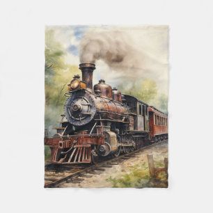 Scenic Landscape a Victorian Train Fleece Blanket