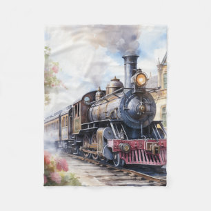 Scenic Landscape a Victorian Train Fleece Blanket