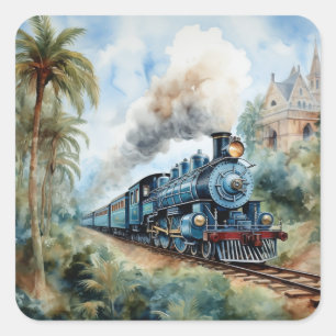 Scenic Landscape a Victorian Train Square Sticker
