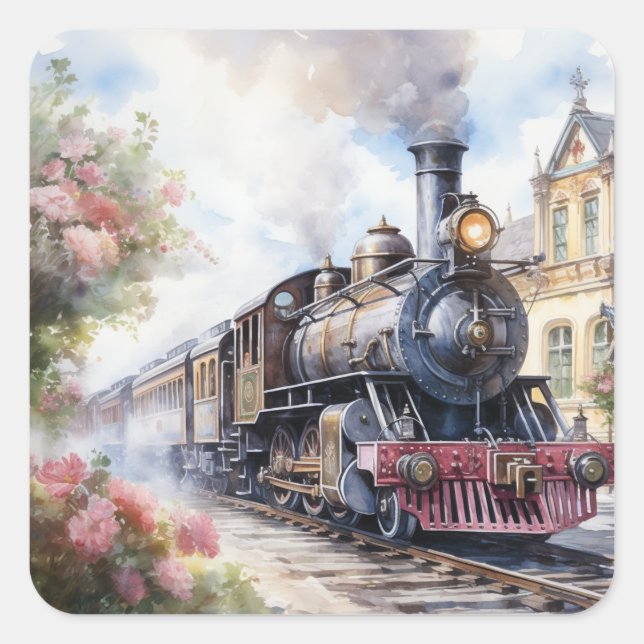 Scenic Landscape a Victorian Train Square Sticker (Front)