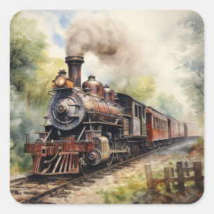 Scenic Landscape a Victorian Train Square Sticker