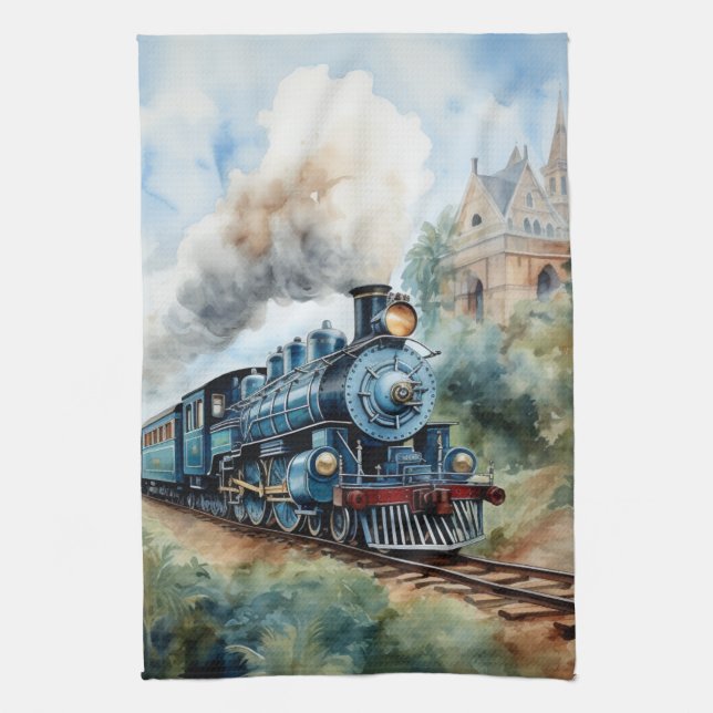 Scenic Landscape a Victorian Train Tea Towel (Vertical)