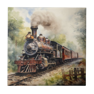 Scenic Landscape a Victorian Train Tile