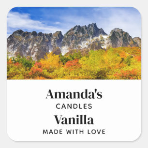 Scenic Landscape Forest and Mountains Candle Square Sticker