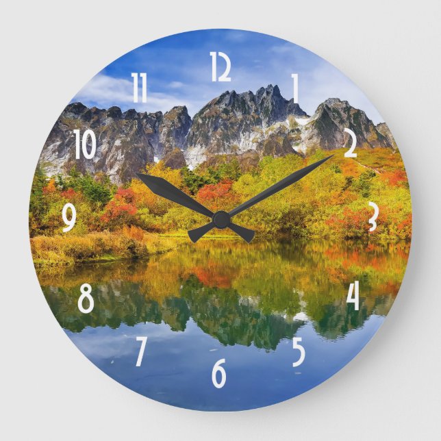 Scenic Landscape Forest and Mountains Large Clock (Front)