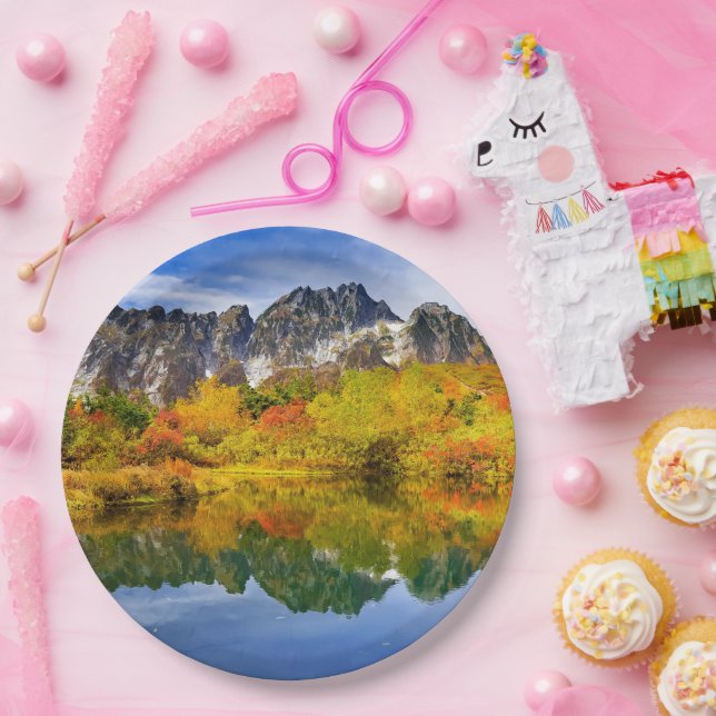 Scenic Landscape Forest and Mountains  Paper Plate (Party)