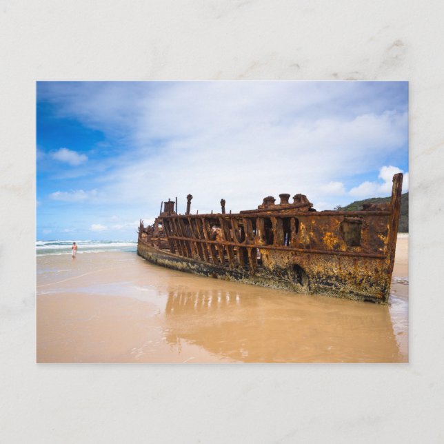 Scenic landscape Maheno ship wreck beach Australia Postcard (Front)