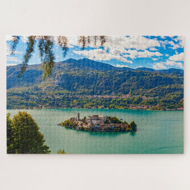 Scenic landscape of San Giulio island, Italy Jigsaw Puzzle (Horizontal)