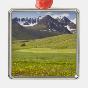 Scenic landscape of Svarfadardalur valley Metal Tree Decoration