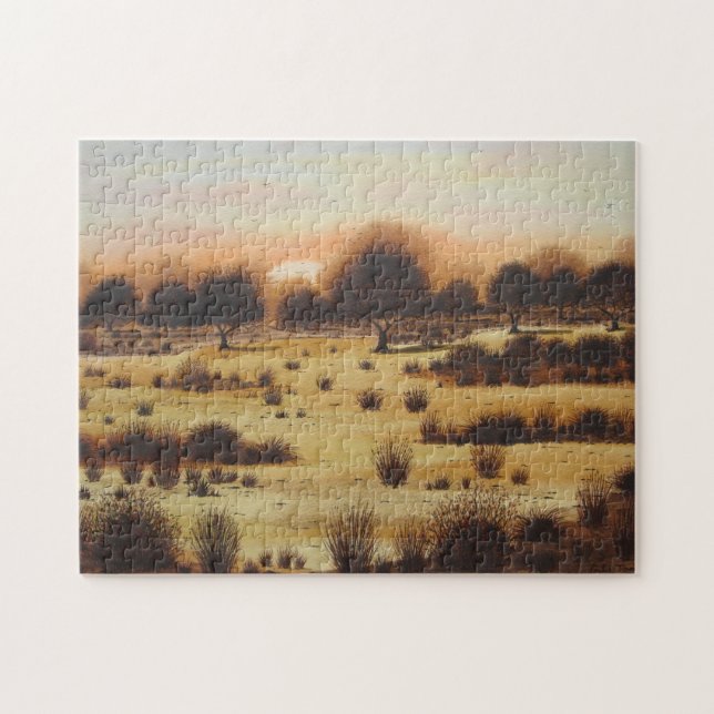 scenic landscape sunset over woodland jigsaw puzzle (Horizontal)