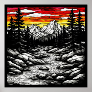 Scenic Landscape with Flowing River Poster