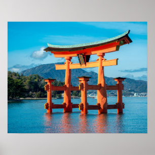 Scenic Landscape with Japanese Torii Gate Poster