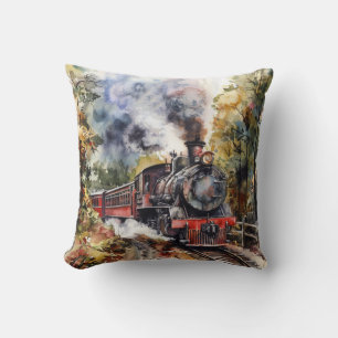 Scenic Landscape with Train Cushion