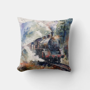 Scenic Landscape with Train Cushion