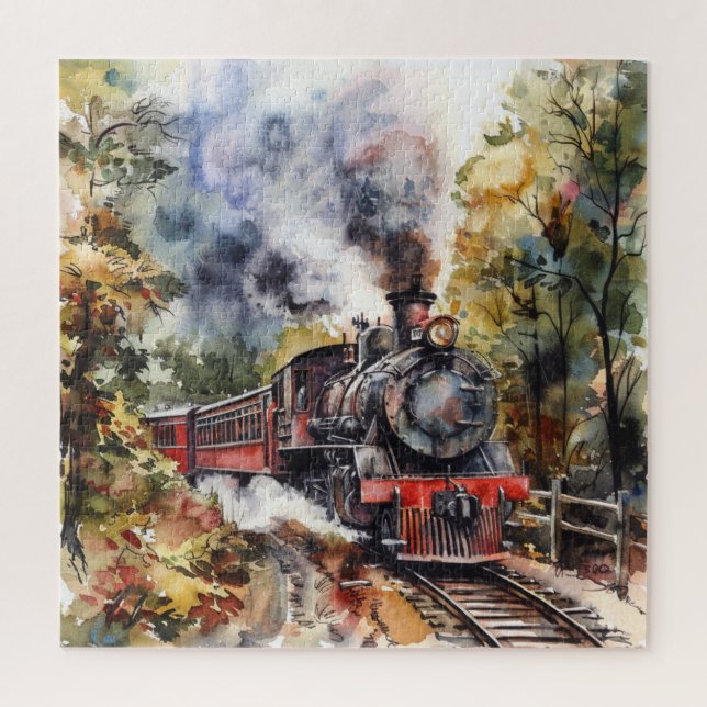 Scenic Landscape with Train Jigsaw Puzzle (Vertical)