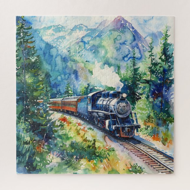 Scenic Landscape with Train Jigsaw Puzzle (Vertical)
