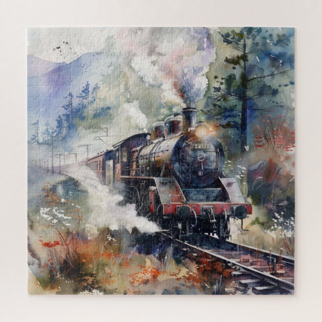 Scenic Landscape with Train Jigsaw Puzzle (Vertical)