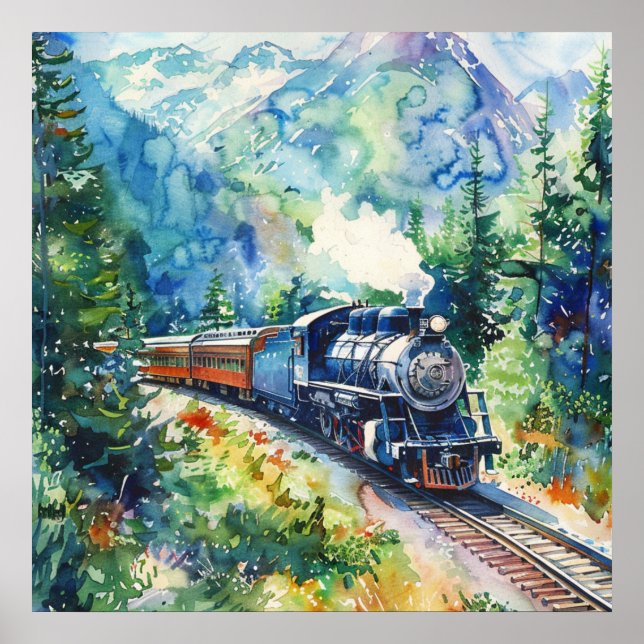 Scenic Landscape with Train Poster (Front)