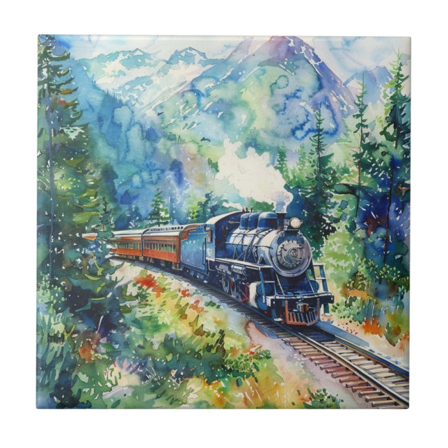 Scenic Landscape with Train Tile (Front)