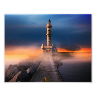 Scenic Lighthouse Sunset Storm Beautiful Landscape Photo Print