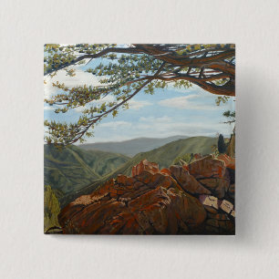 Scenic Lookout Mountain Pastoral Landscape Vista 15 Cm Square Badge