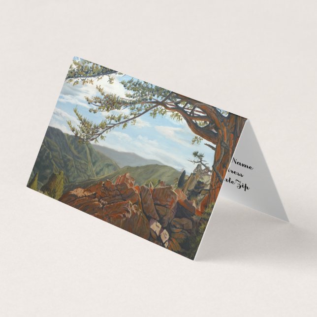 Scenic Lookout Mountain Pastoral Landscape Vista B Business Card (Front)