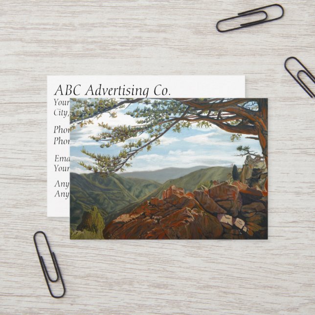 Scenic Lookout Mountain Pastoral Landscape Vista Business Card (Front/Back In Situ)