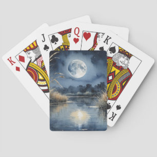 Scenic Moonlit Lake Playing Cards – Elegant Nature