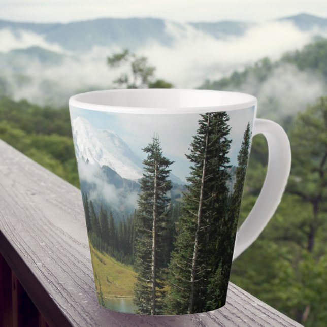 Scenic Mount Rainier Landscape Latte Mug (In Situ Outside)