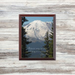 Scenic Mount Rainier with John Muir Quote Plaque<br><div class="desc">Wood wall plaque that features a scenic photo image of majestic,  snow capped Mount Rainier and evergreen trees along with an inspiring quote by naturalist John Muir that reads,  "Between every two pines is a doorway to a new world." Select your wall plaque size.</div>
