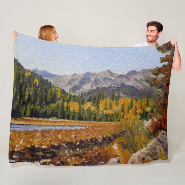 Scenic Mountain Lake in Estes Park Fleece Blanket (In Situ)