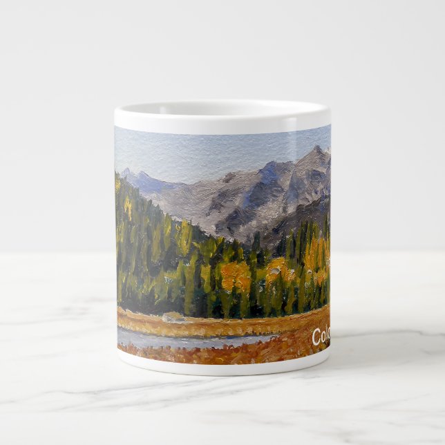 Scenic Mountain Lake in Estes Park Large Coffee Mug (Front)