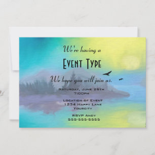 Scenic Mountain Lake Landscape Party Invitation