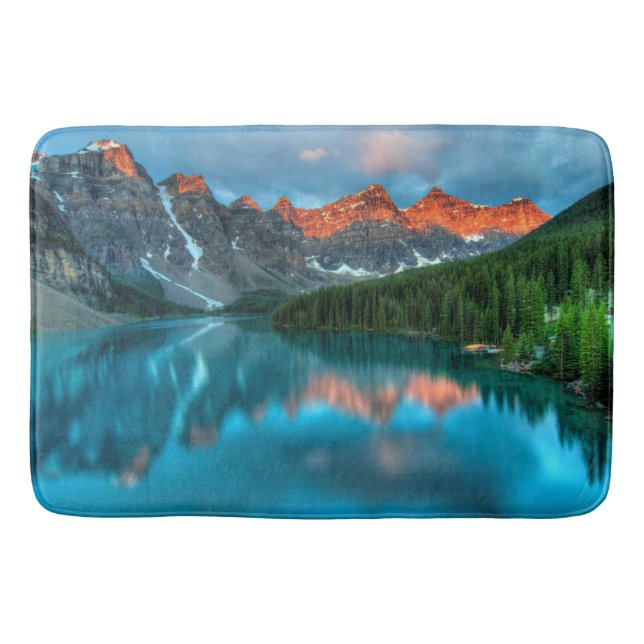 Scenic Mountain & Lake Landscape Photograph Bath Mat (Front)