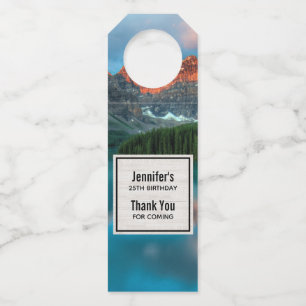 Scenic Mountain & Lake Landscape Photograph Bottle Tag