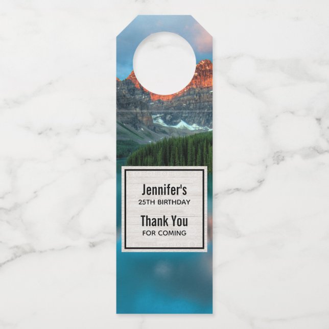 Scenic Mountain & Lake Landscape Photograph Bottle Tag (Front)